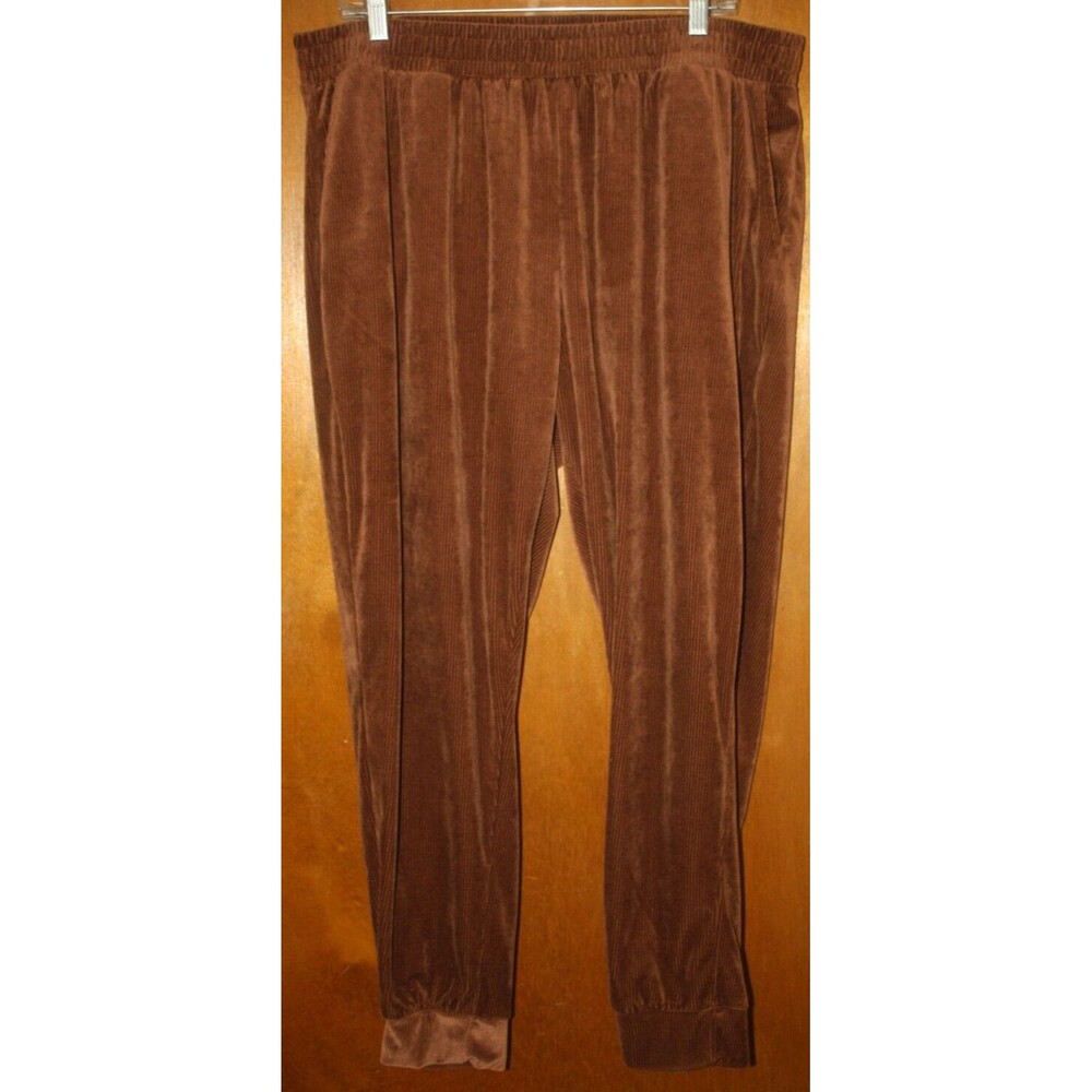 rue+ The Cozy Collection Sz Plus 3X Brown Corduroy Ankle Pants Womens Atleisure